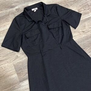ASOS Black Midi Dress with upper pockets Size 8